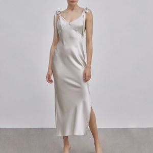 Silk Maison Empire Line Strap Silk Maxi Dress